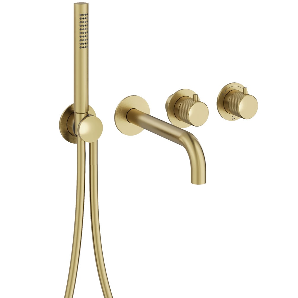 Cutout image of Crosswater Module 3ONE6 Stainless Brushed Brass Wall-Mounted Bath Shower Mixer